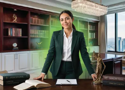 Profesional de una Maestría en Derecho de la Universidad UTE realizando análisis jurídico en un entorno profesional.